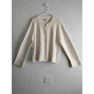 Talbots Cardigan Sweater 2X Cream 100% Cotton Mod Style Big Buttons